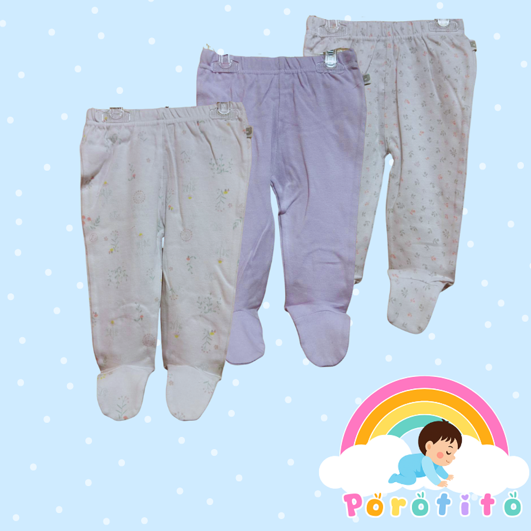 Tripack Pantalón con patitas BABY HARVEST 100% algodón 1