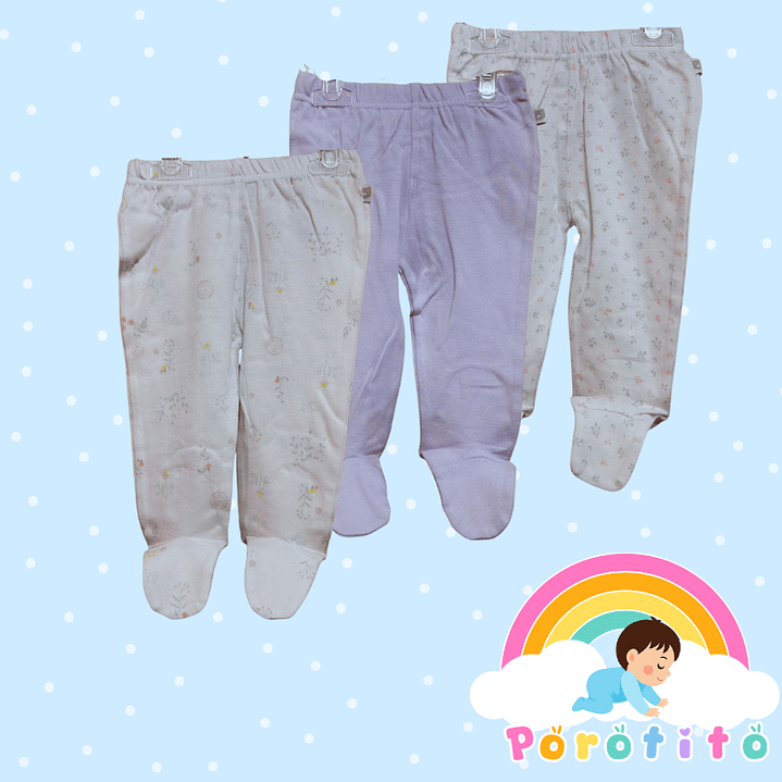 Tripack Pantalón con patitas BABY HARVEST 100% algodón 1