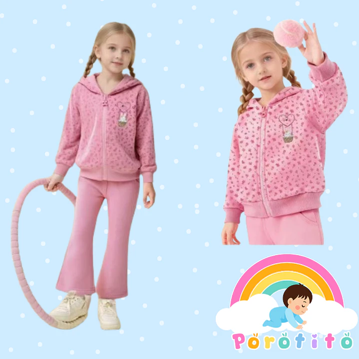 Conjunto Buzo Conejita 100% algodón afranelado flare  1