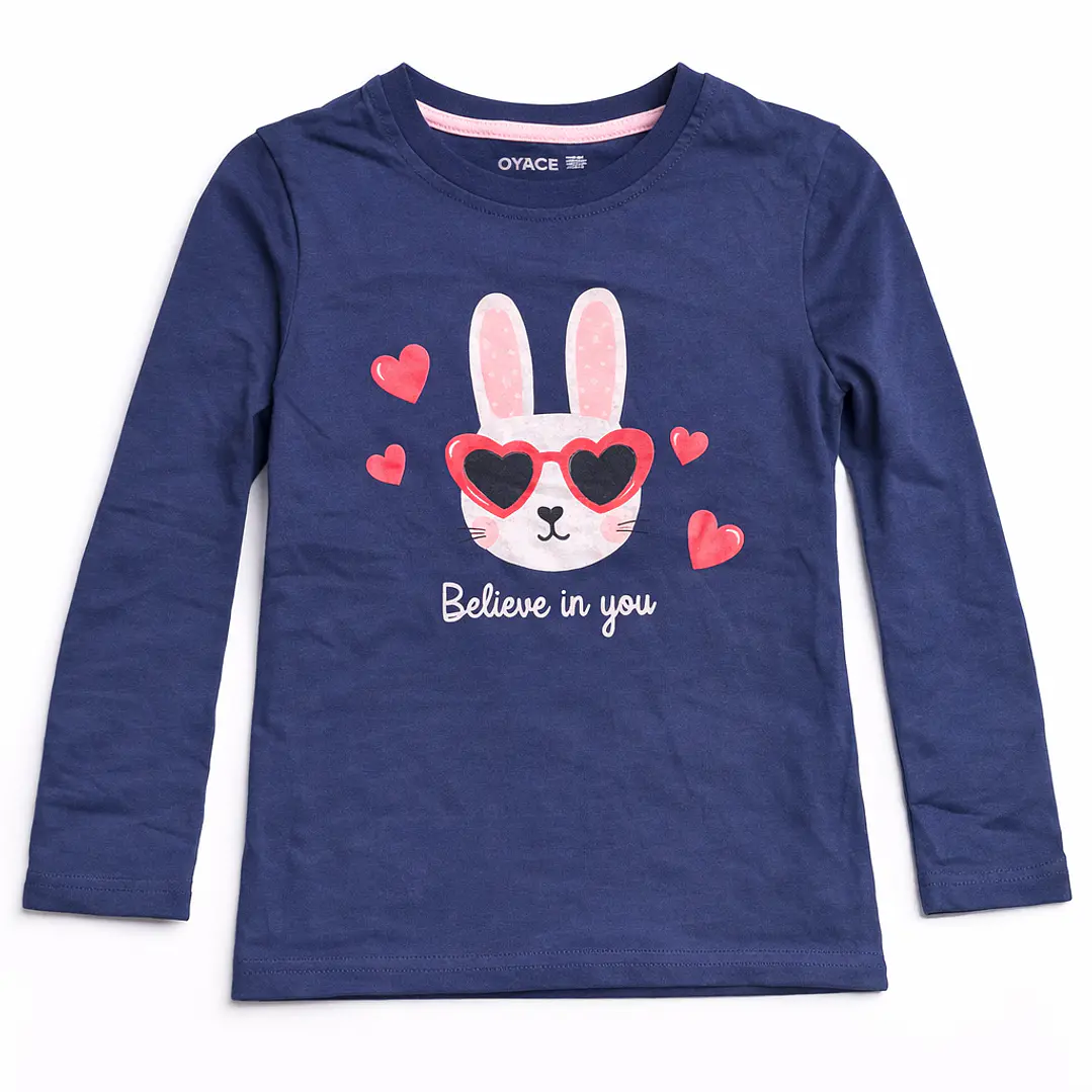 Polera Conejita Azul 100 % algodón Manga larga 1