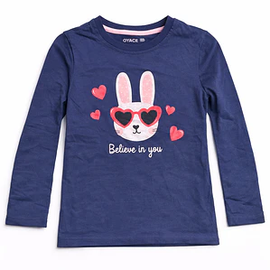 Polera Conejita Azul 100 % algodón Manga larga