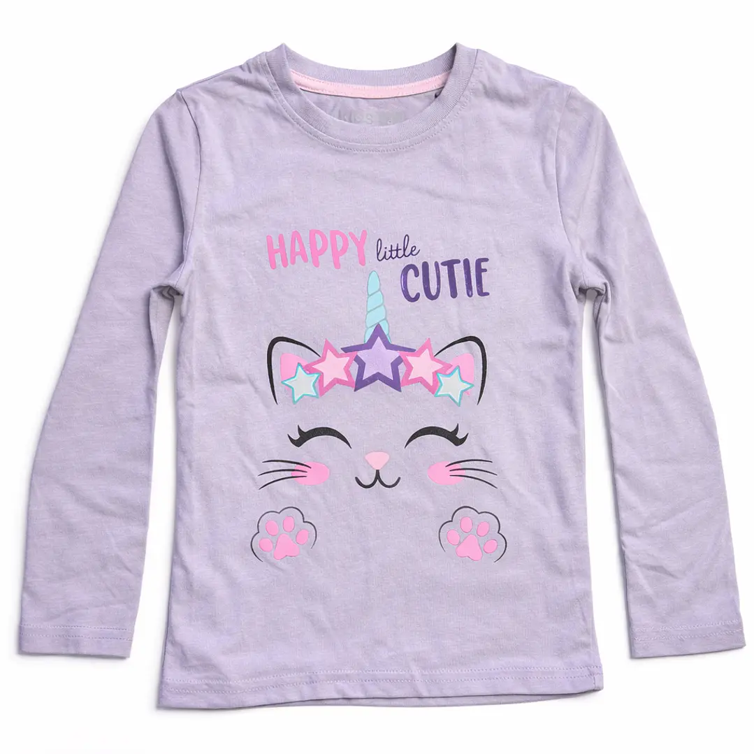 Polera Gatita 100% algodón Manga Larga  1