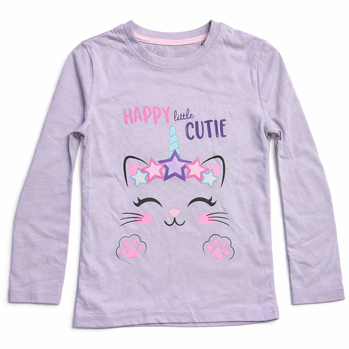 Polera Gatita 100% algodón Manga Larga  1