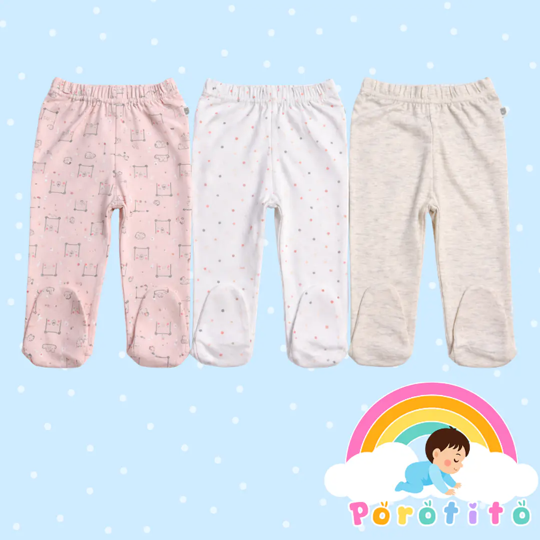 Tripack Pantalón con patitas BABY HARVEST 100% algodón 1