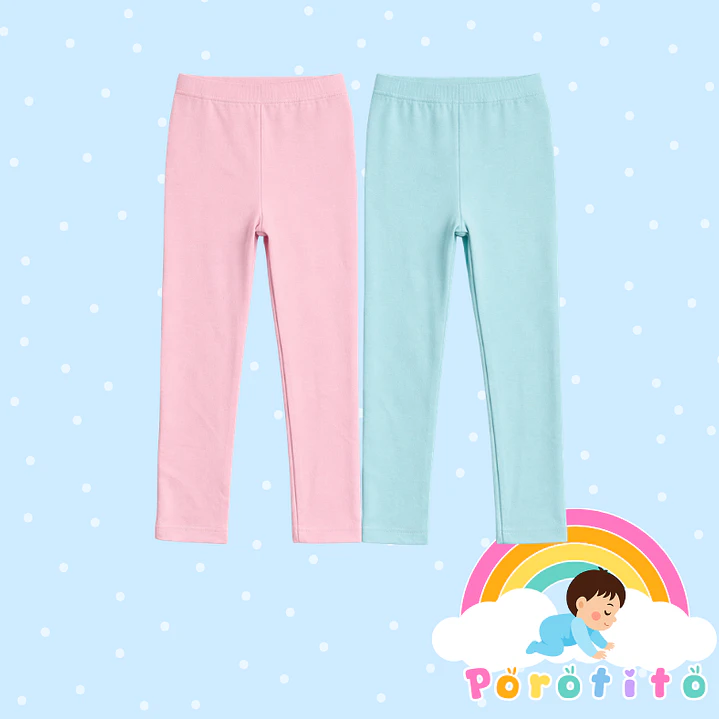 Bipack Calzas turquesa y rosadas algodón 100%  1