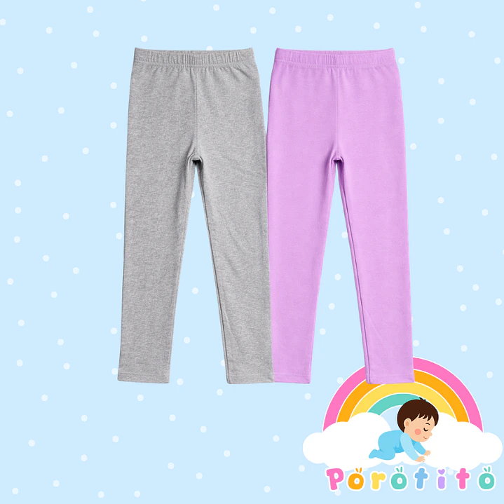 Bipack Calzas gris y lila 100% algodón  1