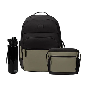 MOCHILA NOEL NEGRO/VERDE + LONCHERA NOEL NEGRO/VERDE + TOMATODO HYDRO NEGRO