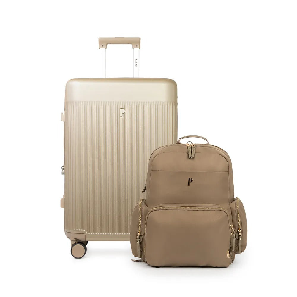 MALETA DOHA 28\ BEIGE + MOCHILA LIARA 1 DARK BEIGE