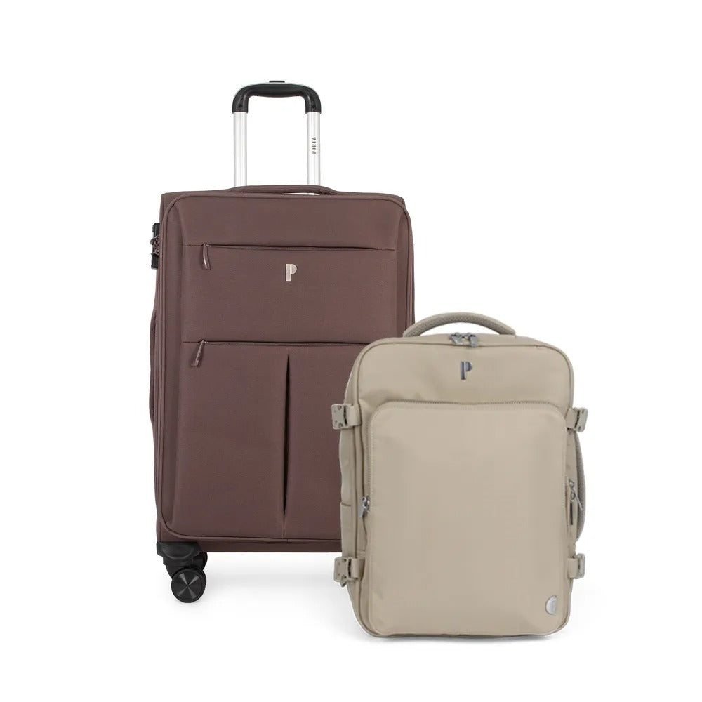 MALETA BANGKOK 28\ MOCCA MOUSSE + MOCHILA VIAJERA LISON BEIGE