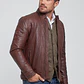 CASACA DE CUERO LISO Y PERFORADO Touch - Miniatura 4