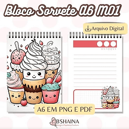 Miolo Bloco de Notas Sorvete M01 A6