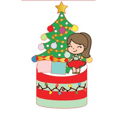 Arquivo de Corte Topo de Bolo de Natal Menina #10 - Studio