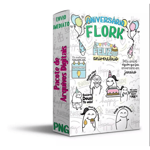 Pack Digital Flork Meme Aniversário  - PNG