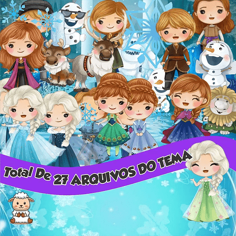 Kit Digital Frozen Aquarela - PNG