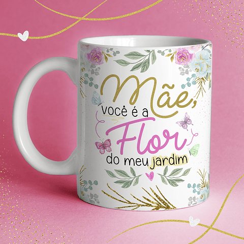 Artes para Caneca Floral Alfabeto Dia das Mães - JPG  