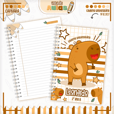 Pack Volta às Aulas 2025 Capivara Menino #01 - PDF e PNG