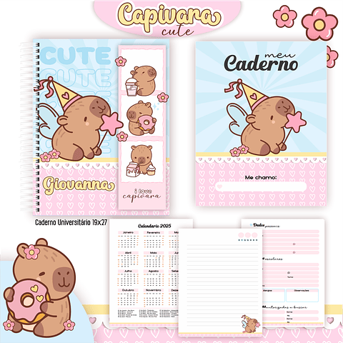 Pack Volta às Aulas 2025 Capivara Cute #02 - PDF e PNG