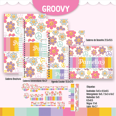 Pack Volta às Aulas 2025 Groovy #01 - PDF e PNG