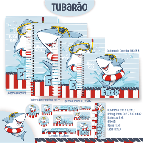 Pack Volta às Aulas 2025 Tubarão #01 - PDF e PNG