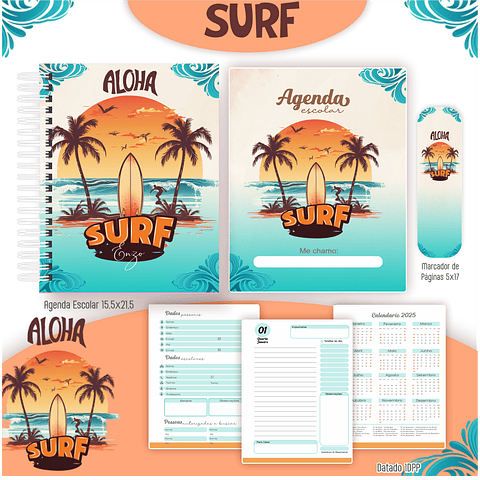 Pack Volta às Aulas 2025 Surf #01 - PDF e PNG