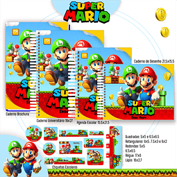 Pack Volta às Aulas 2025 Super Mario #01 - PDF e PNG