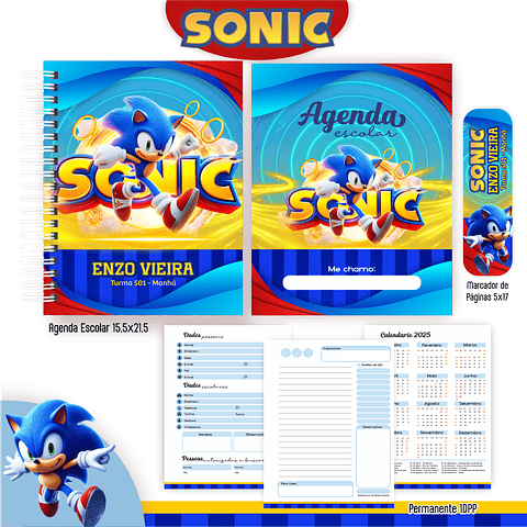 Pack Volta às Aulas 2025 Sonic #01 - PDF e PNG