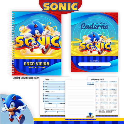 Pack Volta às Aulas 2025 Sonic #01 - PDF e PNG