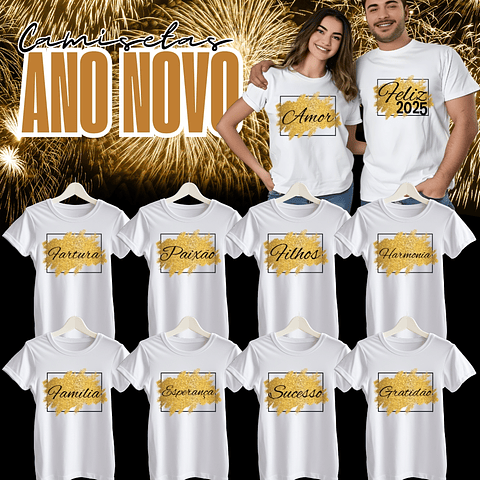 14 Artes Camisa Ano Novo Glitter Arquivo - PNG