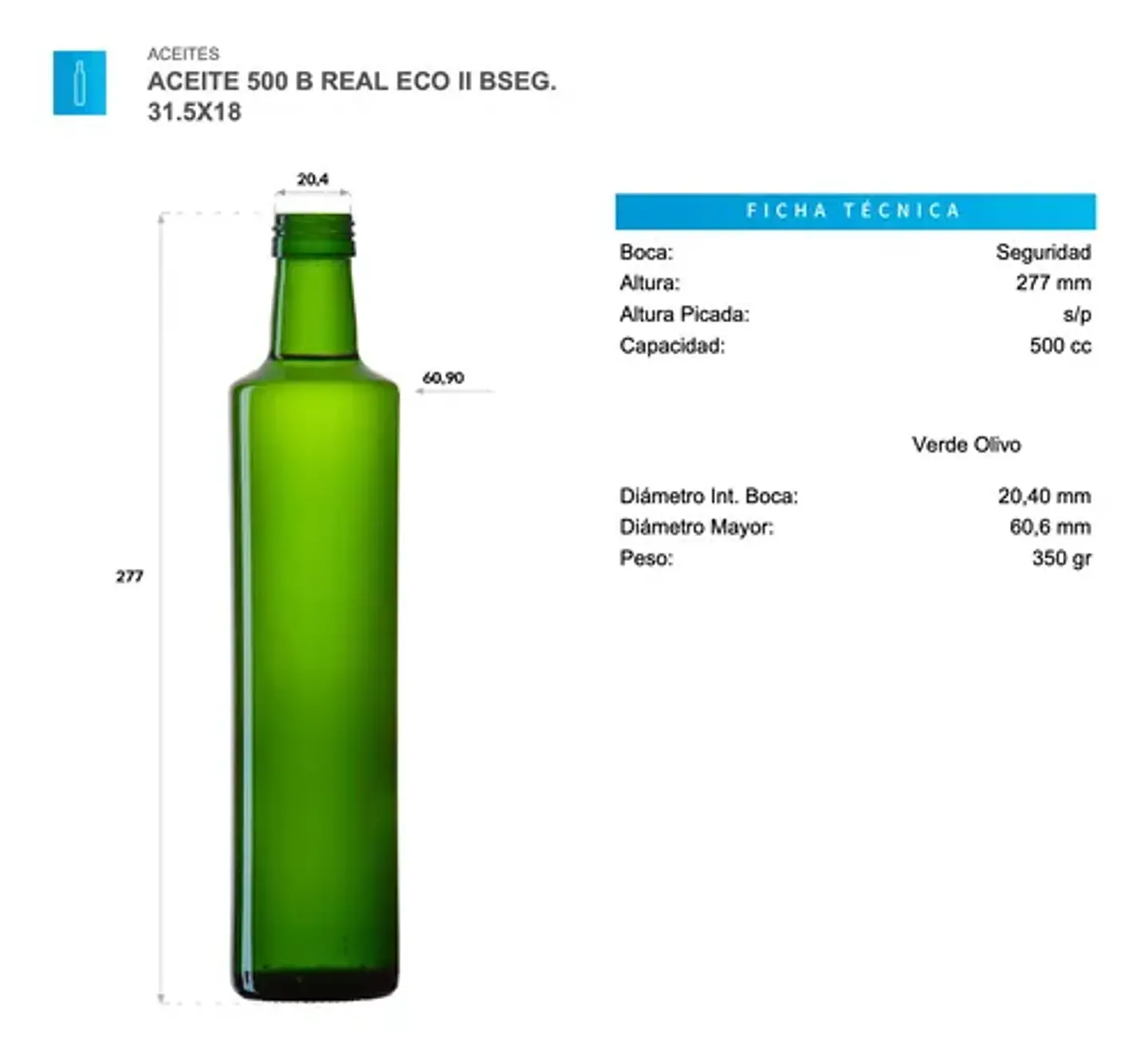 12 Botella Vidrio 500cc Para Aceite + Tapa Plástica 2