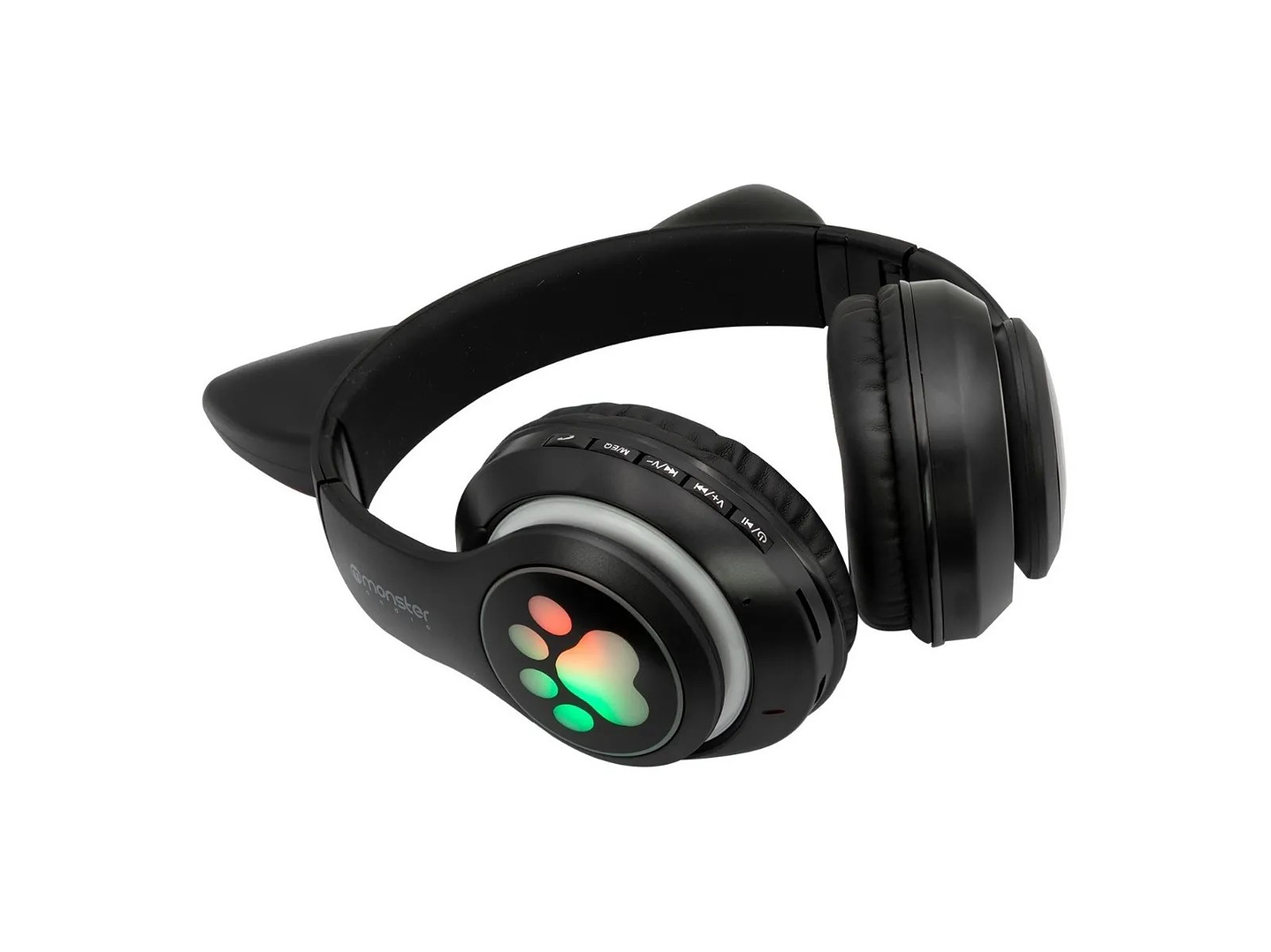 Audifono Wireless Monster Kids Cat Negro Luz Led 2