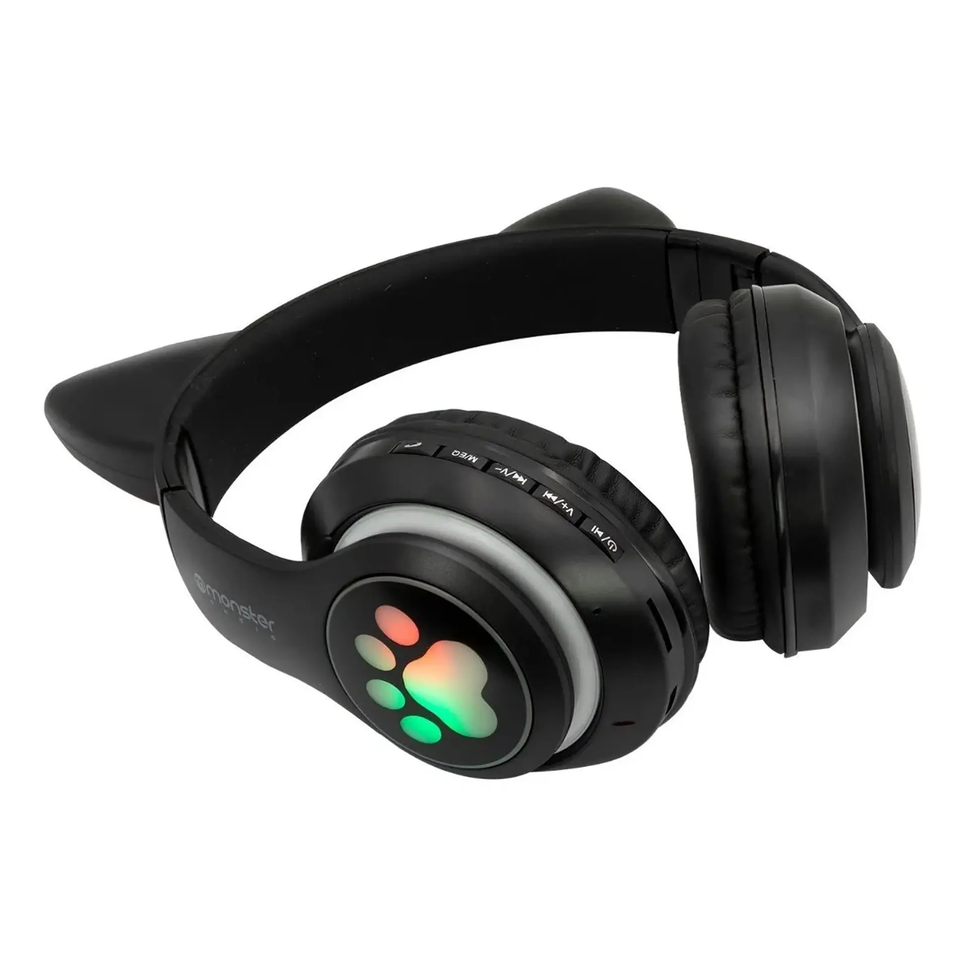 Audifono Wireless Monster Kids Cat Negro Luz Led 2