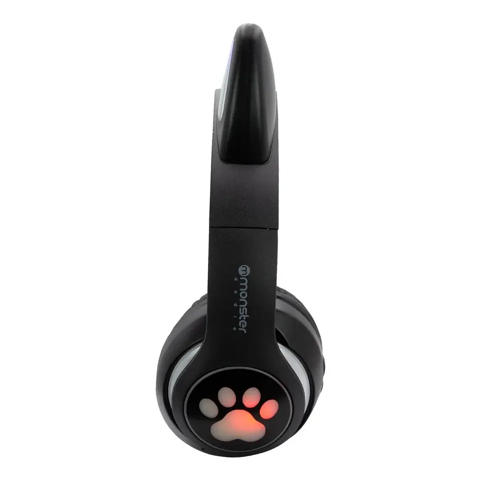 Audifono Wireless Monster Kids Cat Negro Luz Led 3