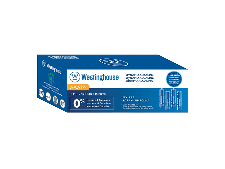 Pack de 60 Pilas Alcalina AAA Westinghouse Caja 1