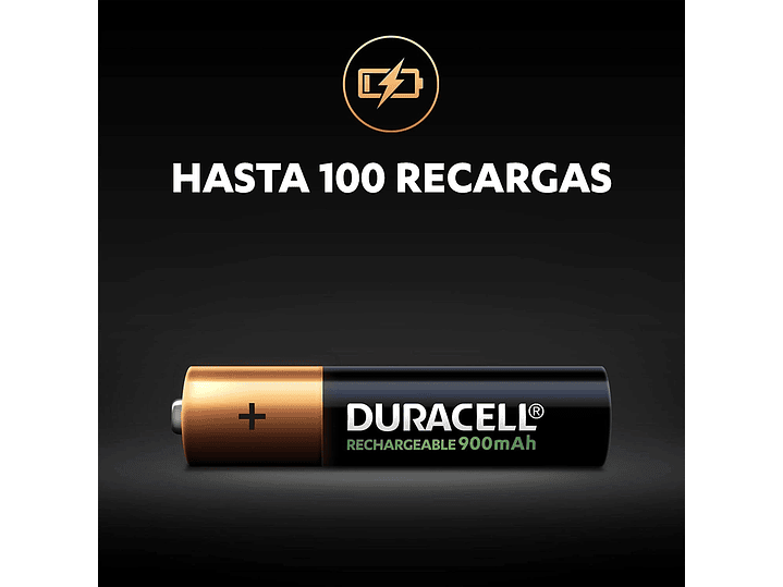 Pack 4 Pilas AAA Recargables Duracell 900mAh 3