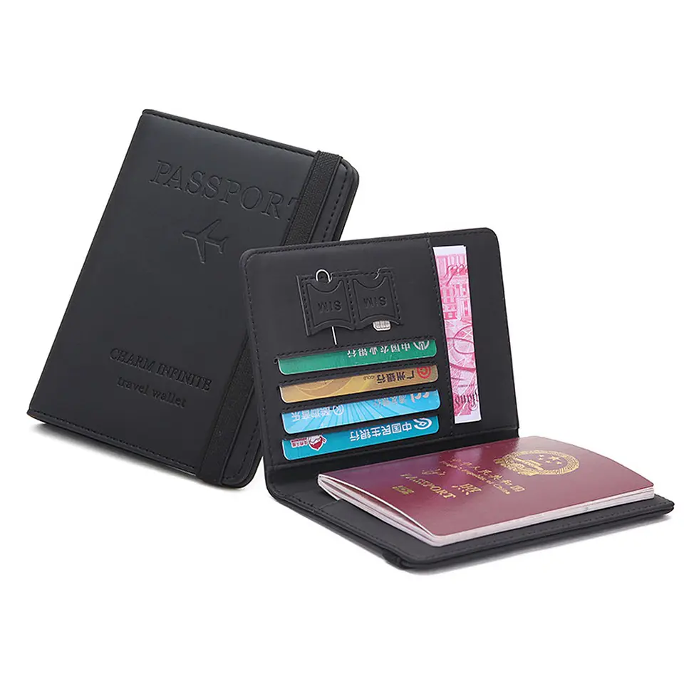 Estuche Porta Pasaporte Funda Protectora Rfid Negro 1