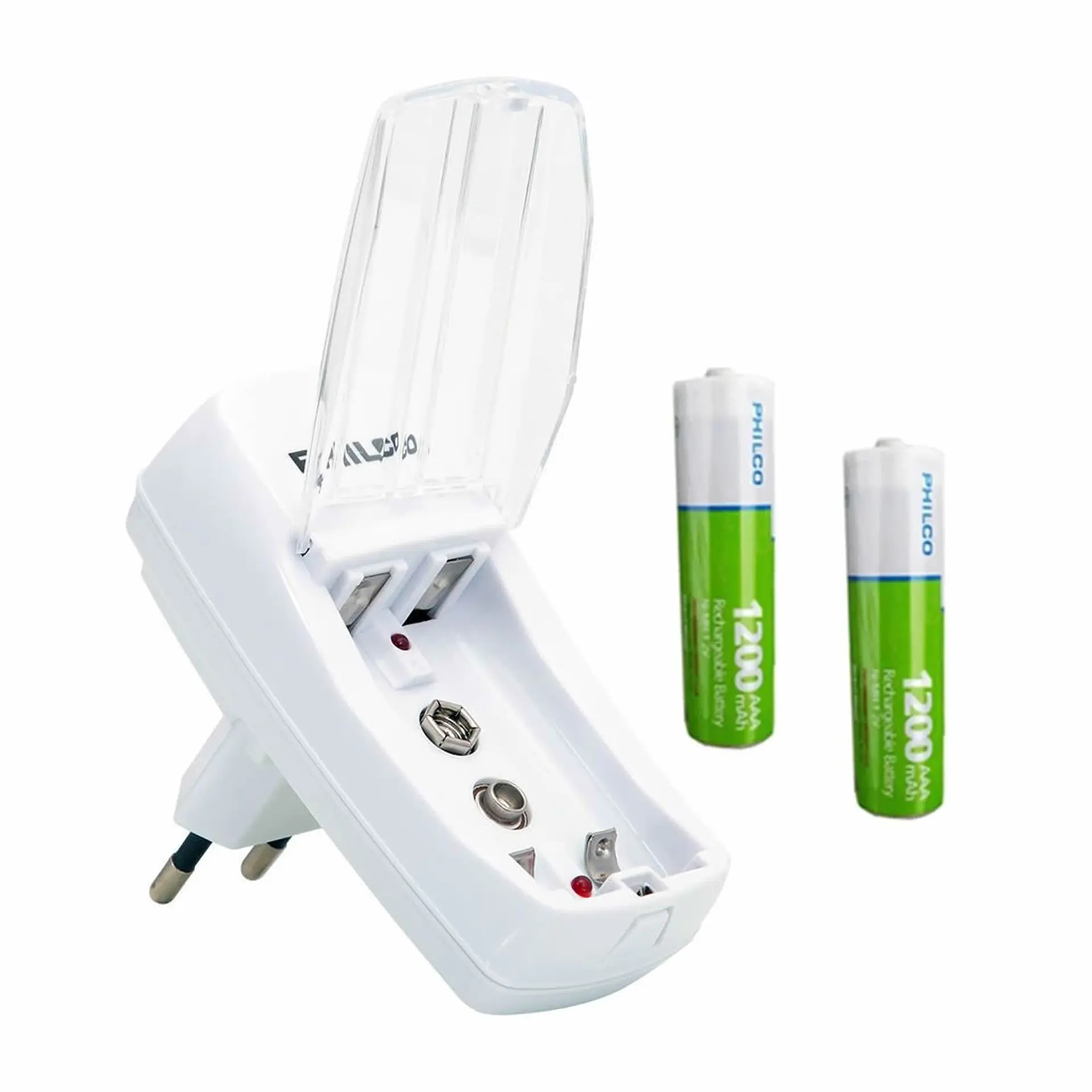 Cargador Pilas + 2 pilas AAA Philco 1200mha 2