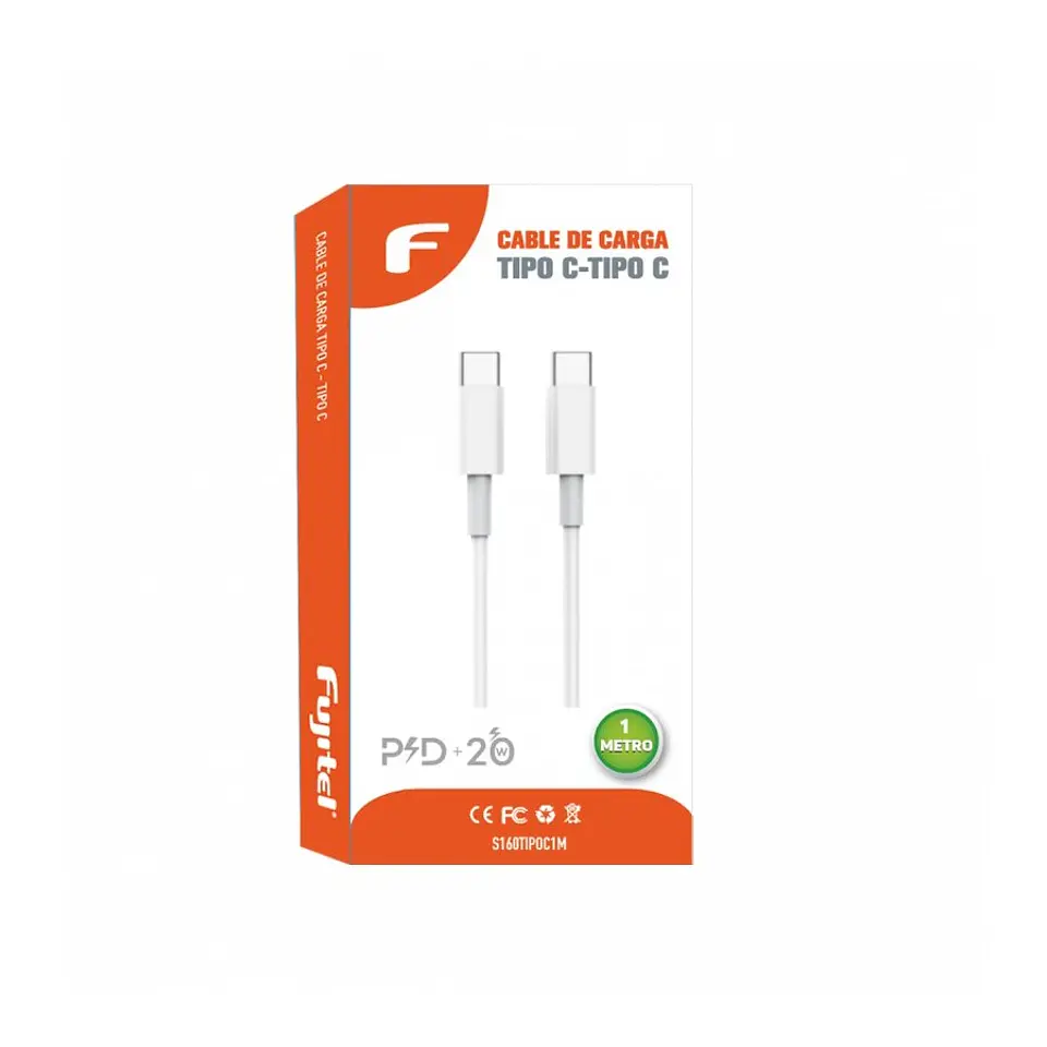 Cable Carga Tipo C a Tipo C Fujtel 1mt Blanco 20w 2
