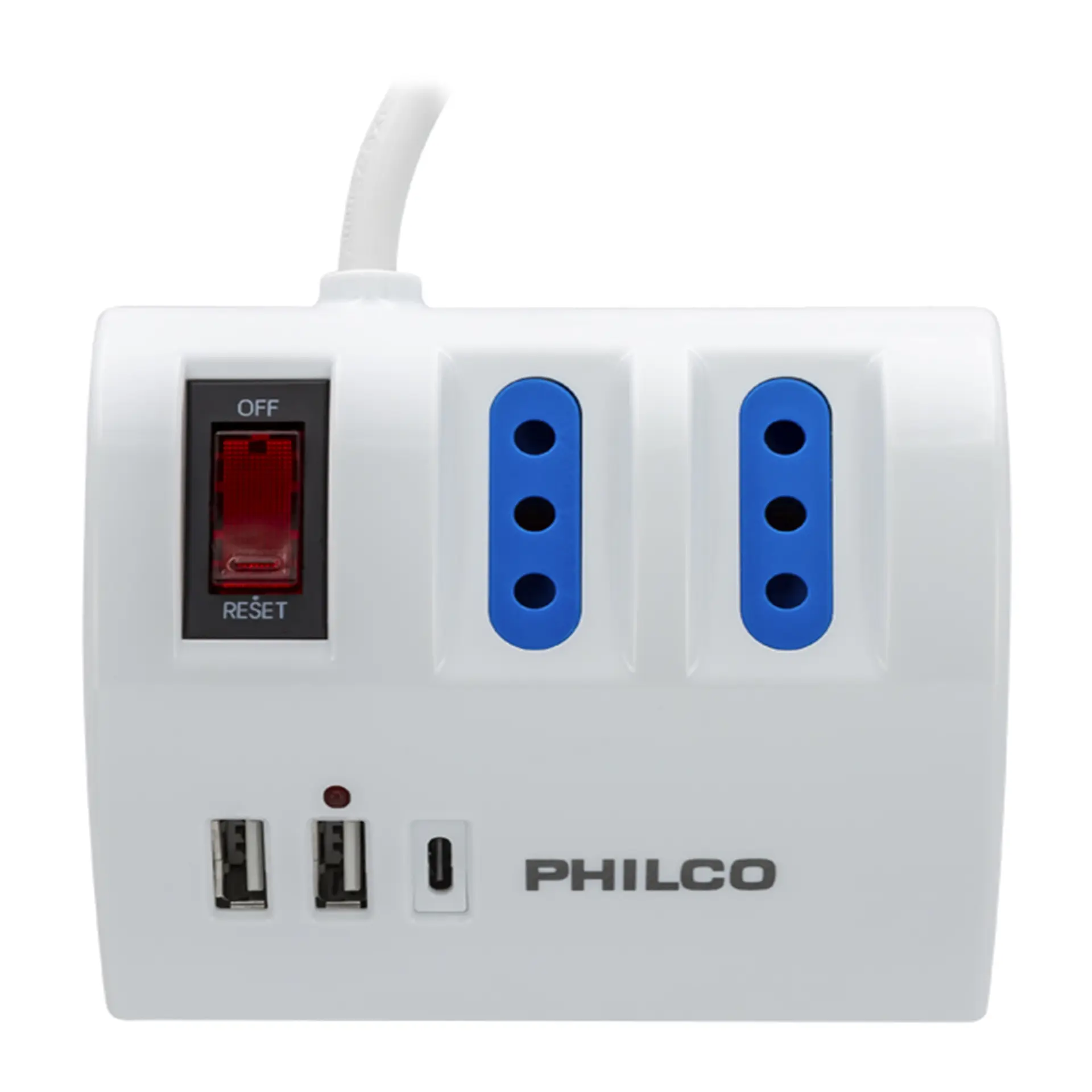 Alargador Extension Philco 3 POS 2 USB 1 Tipo C Blanco 2