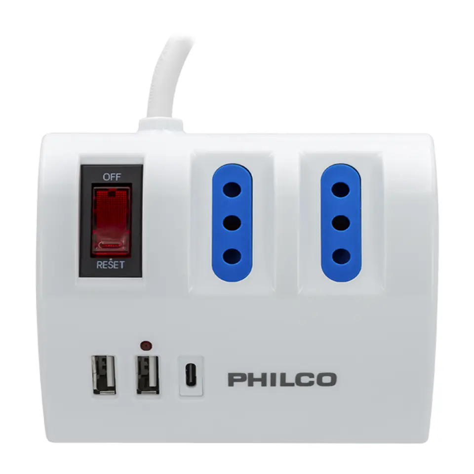 Alargador Extension Philco 3 POS 2 USB 1 Tipo C Blanco 2