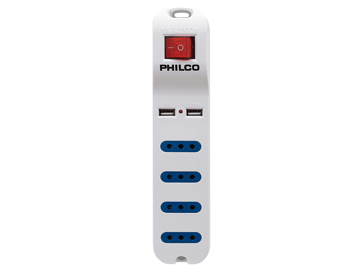 Alargador Extension Philco 4 POS y 2 USB Blanco 1