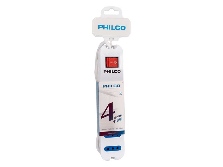 Alargador Extension Philco 4 POS y 2 USB Blanco 2