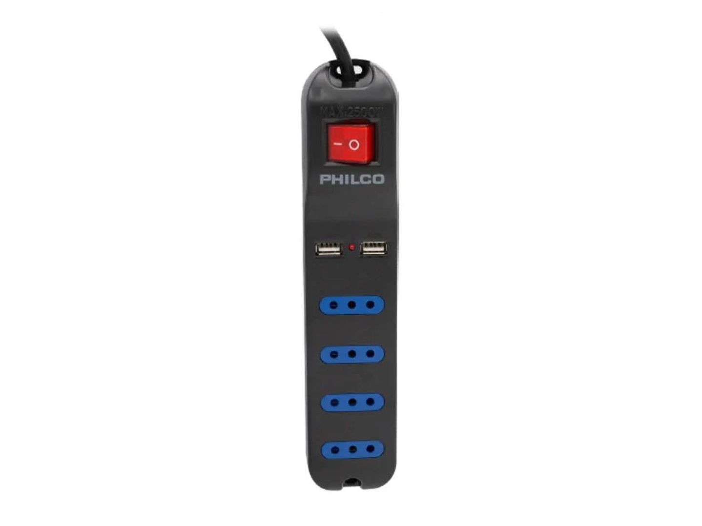 Alargador Extension Philco 4 POS y 2 USB Negro 1