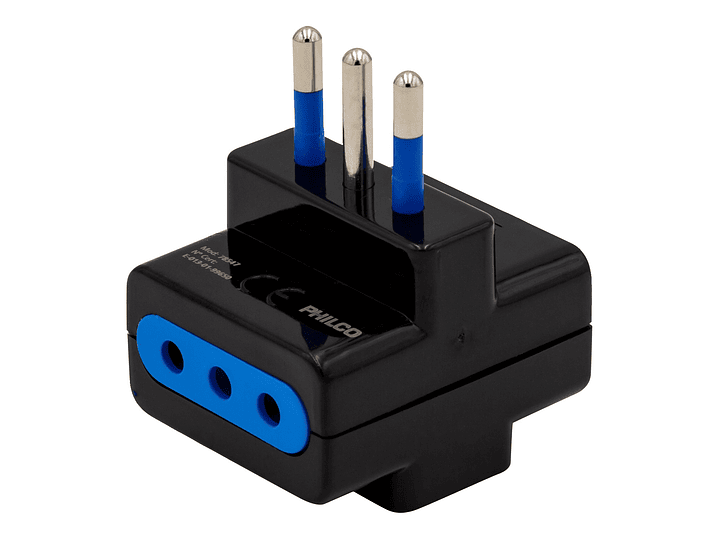 Enchufe Adaptador Triple Philco Negro 1