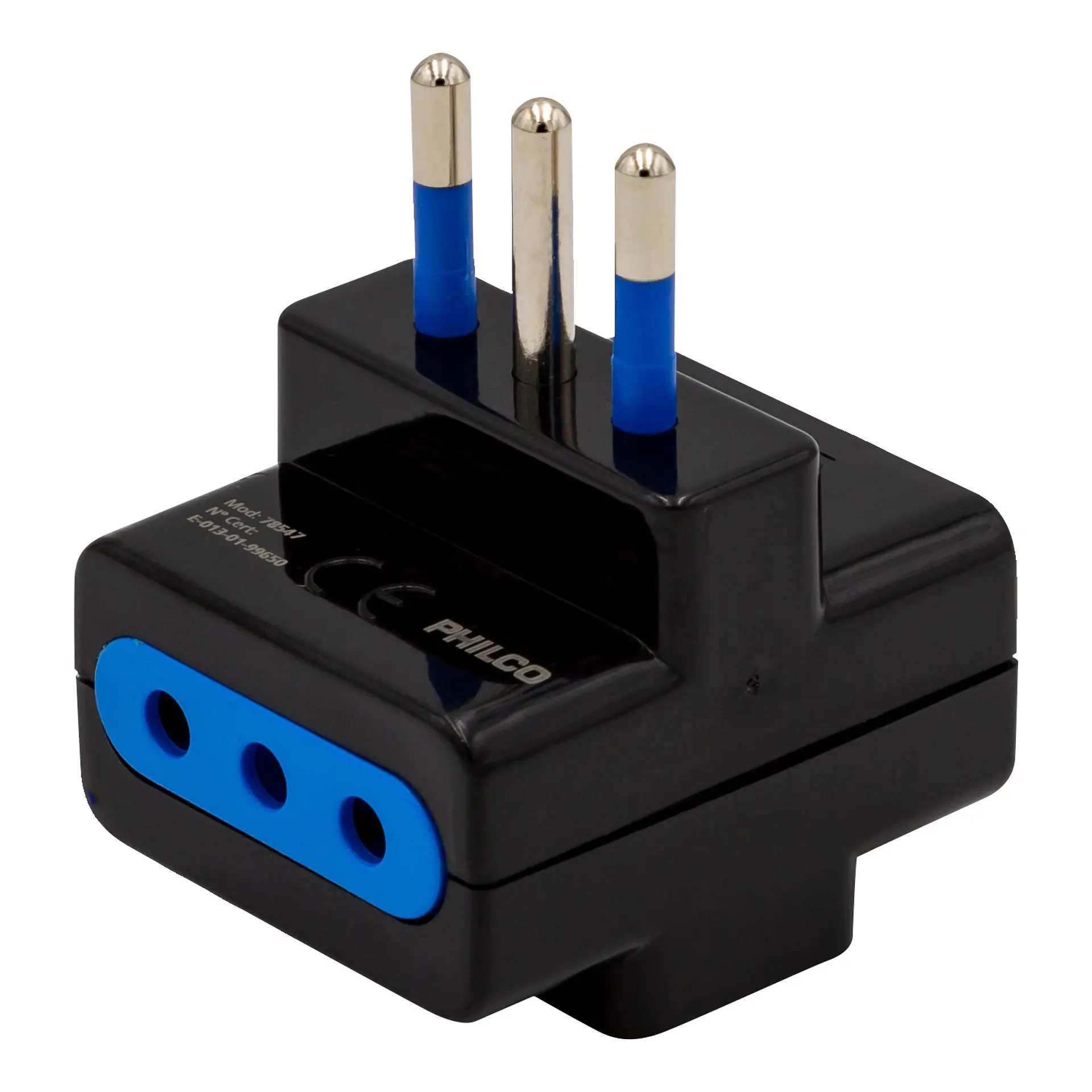 Enchufe Adaptador Triple Philco Negro 1