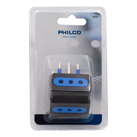 Enchufe Adaptador Triple Philco Negro