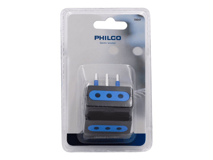 Enchufe Adaptador Triple Philco Negro 2