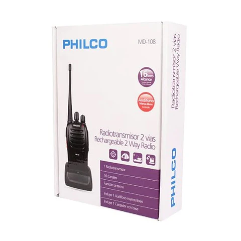 Radiotransmisor Recargable 2 Vías Philco MD-108