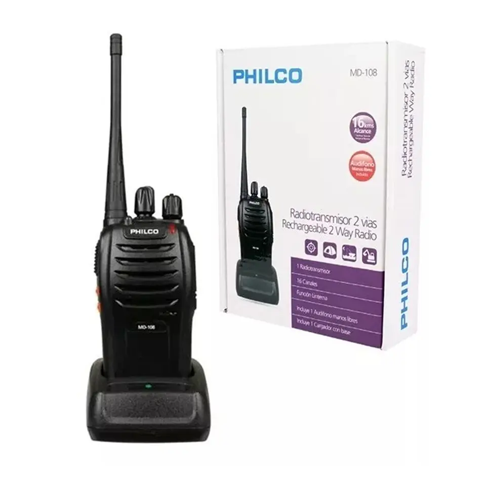 Radiotransmisor Recargable 2 Vías Philco MD-108 3