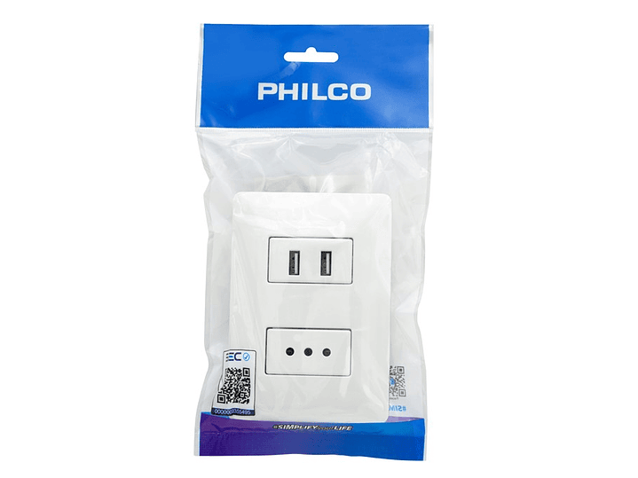 Enchufe Tomacorriente Simple con 2 USB Philco 4