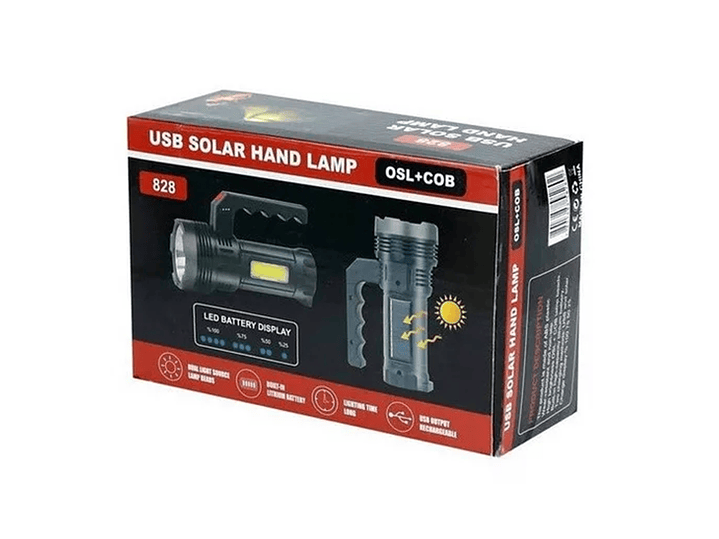 Linterna de Mano Led Recargable Solar Usb 828 5